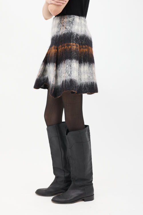 Balenciaga Grey & Multi Mohair Pleated Skirt