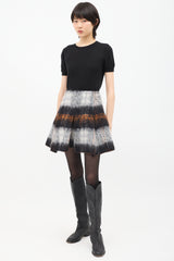 Balenciaga Grey & Multi Mohair Pleated Skirt