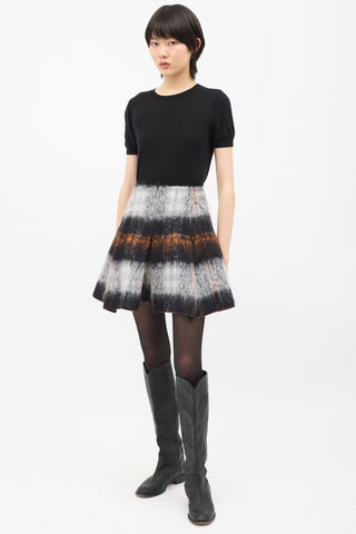 Balenciaga Grey & Multi Mohair Pleated Skirt