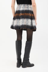 Balenciaga Grey & Multi Mohair Pleated Skirt