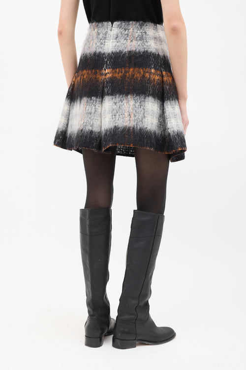 Balenciaga Grey & Multi Mohair Pleated Skirt