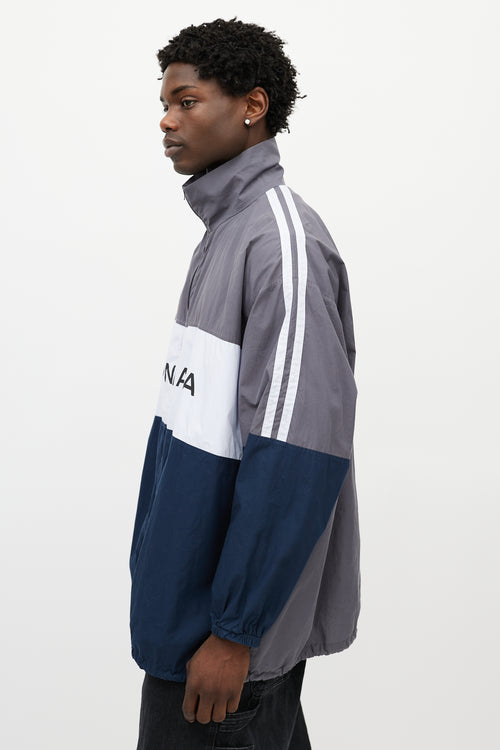 Balenciaga Grey & Multicolour Logo Striped Track Jacket