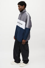Balenciaga Grey & Multicolour Logo Striped Track Jacket