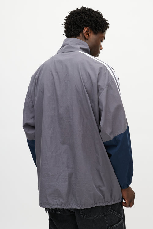 Balenciaga Grey & Multicolour Logo Striped Track Jacket