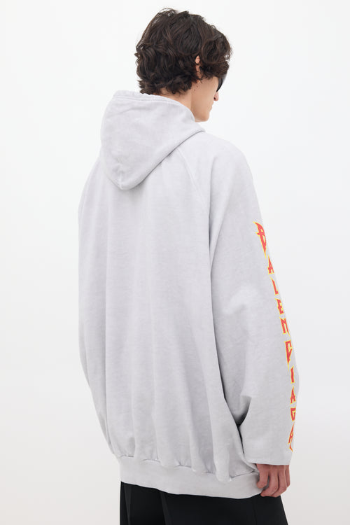 Balenciaga Grey & Multicolour Metal Logo Oversized Hoodie