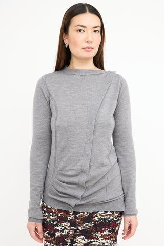 Balenciaga Grey Wool Asymmetric Cardigan