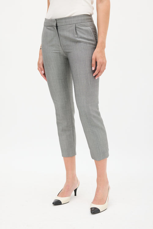 Balenciaga Grey Wool & Mohair Cropped Trouser