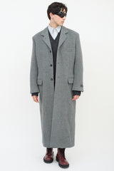 Balenciaga Grey Wool Three Pocket Long Coat