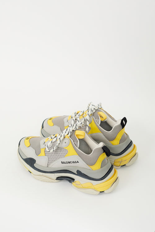 Balenciaga Grey Yellow Triple S Sneaker VSP Consignment