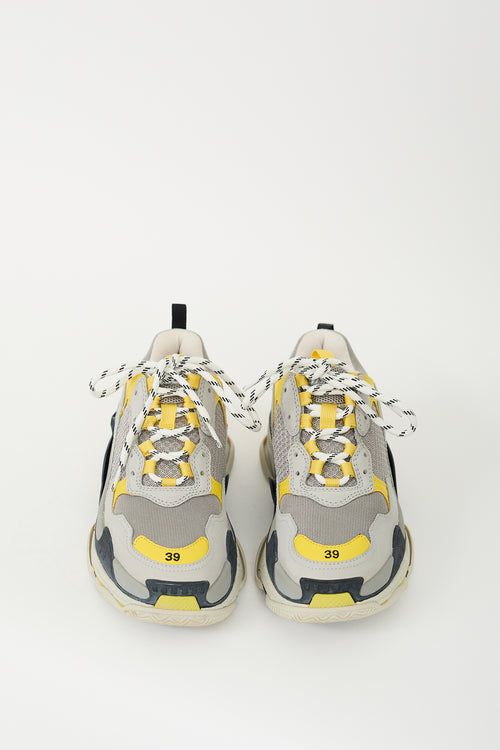 Balenciaga Grey & Yellow Triple S Sneaker