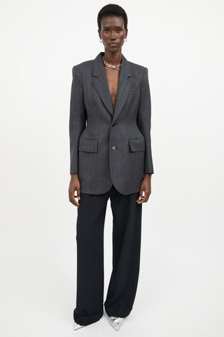 Balenciaga Grey & Black Oversized Long Sleeve Blazer