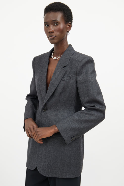 Balenciaga Grey & Black Oversized Long Sleeve Blazer