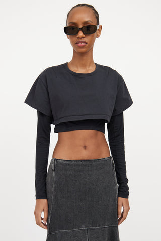 Black Layered Cropped Top