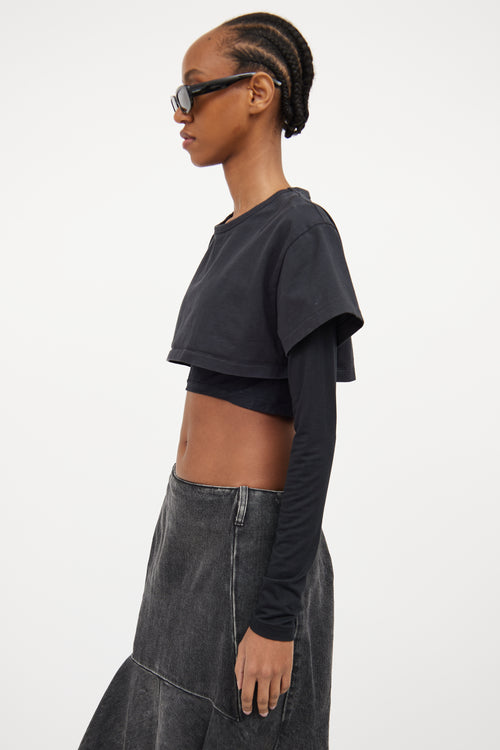 Black Layered Cropped Top