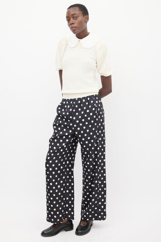 Balenciaga Homewear Black & White Polka Dot & Floral Pant