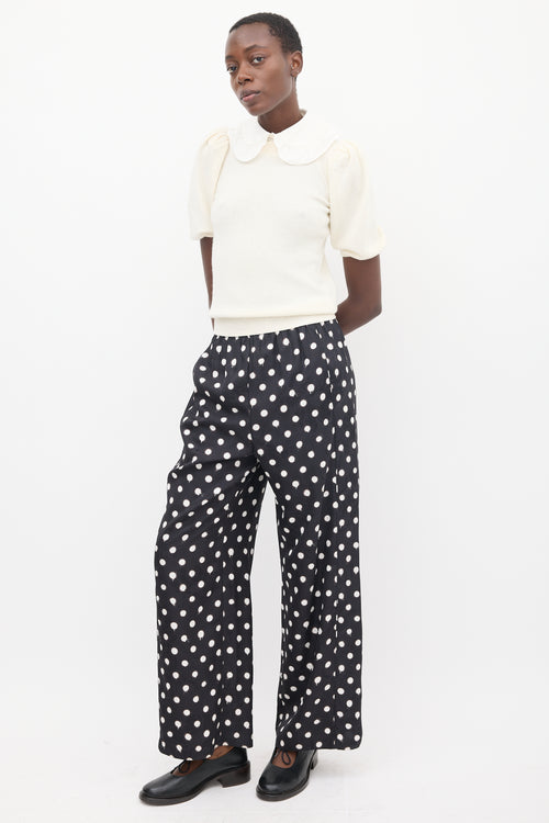 Balenciaga Homewear Black & White Polka Dot & Floral Pant