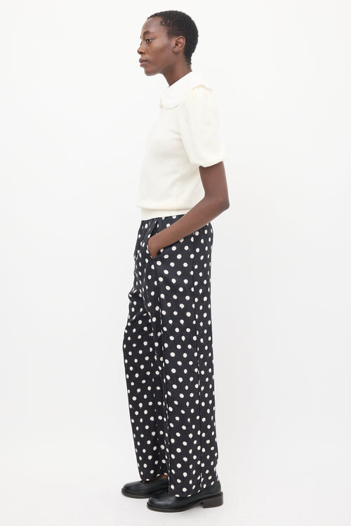 Balenciaga Homewear Black & White Polka Dot & Floral Pant