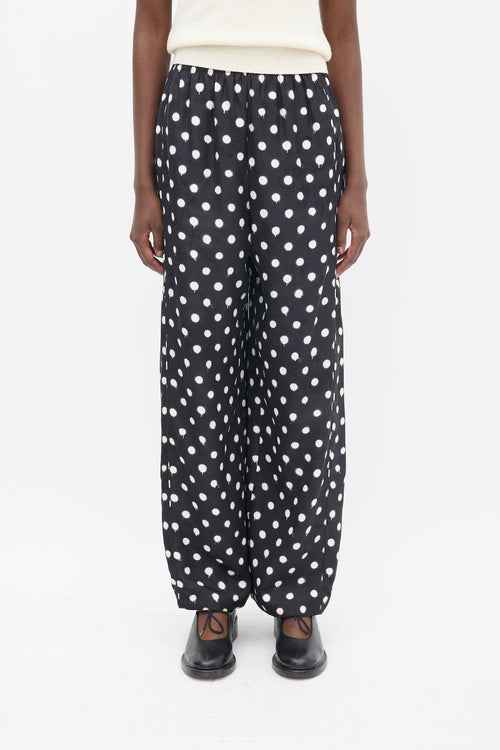 Balenciaga Homewear Black & White Polka Dot & Floral Pant