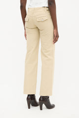 Balenciaga Khaki Beige Straight Leg  Trouser