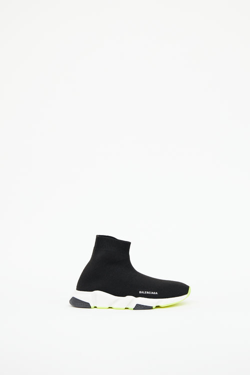 Kids Black & Neon Green Speed Knit Sneaker