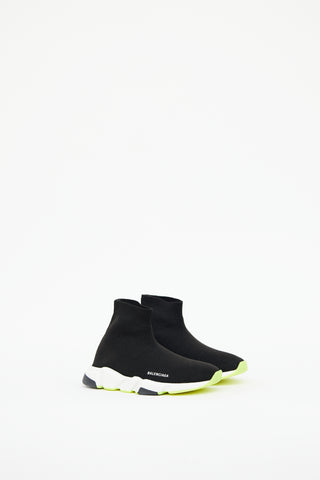 Kids Black & Neon Green Speed Knit Sneaker