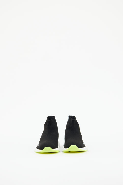 Kids Black & Neon Green Speed Knit Sneaker