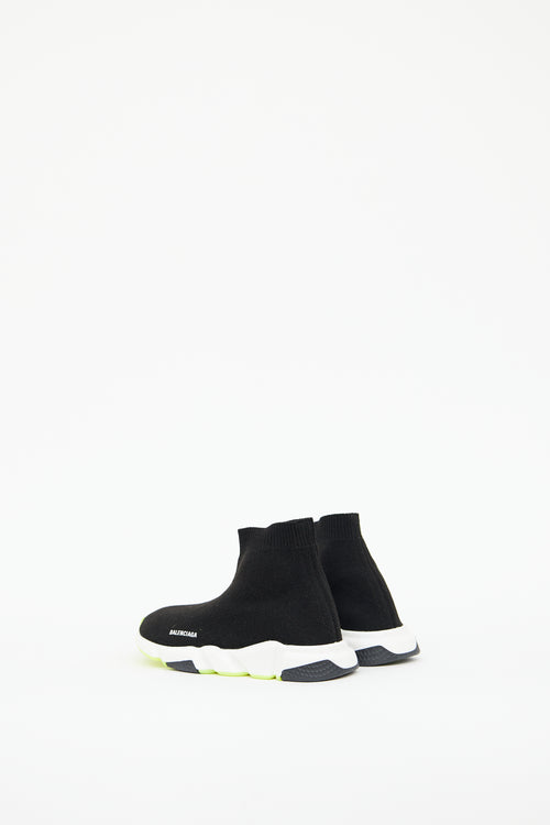 Kids Black & Neon Green Speed Knit Sneaker