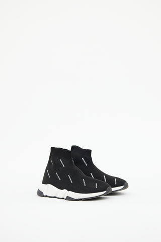 Kids Black & White Allover Speed Knit Sneaker