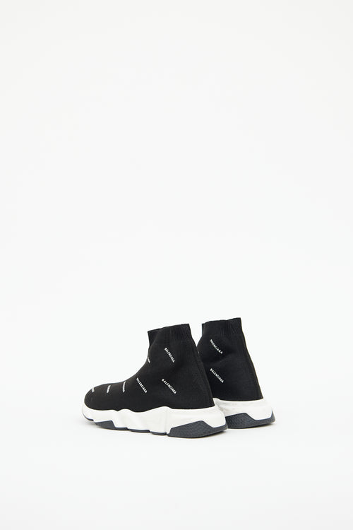 Kids Black & White Allover Speed Knit Sneaker