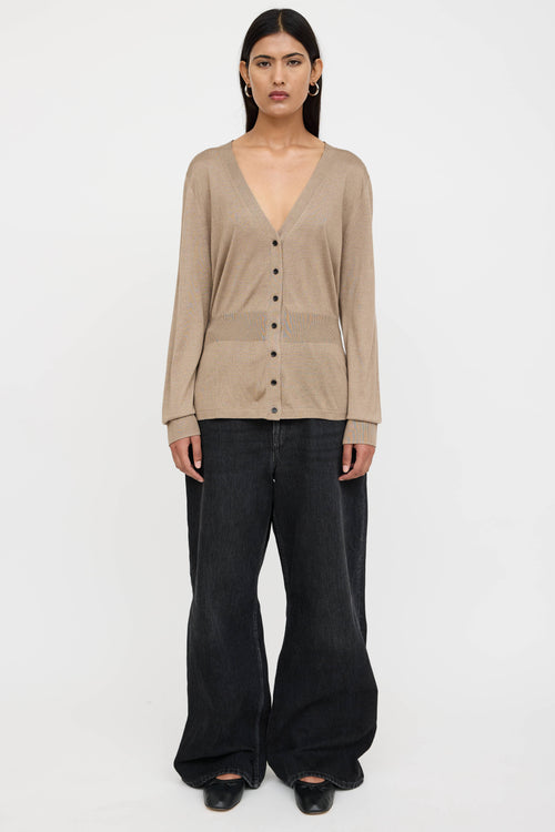 Balenciaga Silk Knit Gathered Cardigan