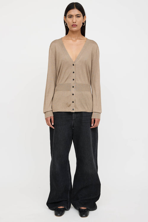 Balenciaga Silk Knit Gathered Cardigan