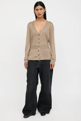 Balenciaga Silk Knit Gathered Cardigan