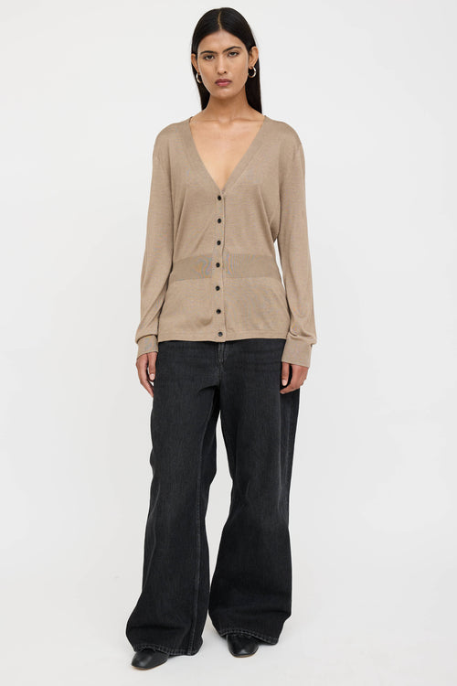 Balenciaga Silk Knit Gathered Cardigan