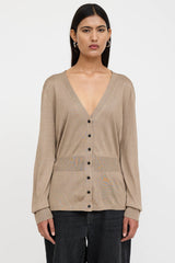 Balenciaga Silk Knit Gathered Cardigan