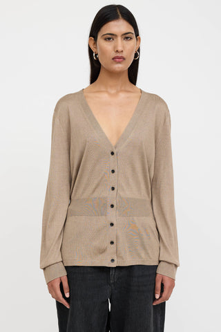 Balenciaga Silk Knit Gathered Cardigan