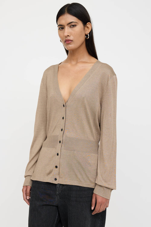 Balenciaga Silk Knit Gathered Cardigan