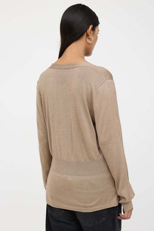 Balenciaga Silk Knit Gathered Cardigan