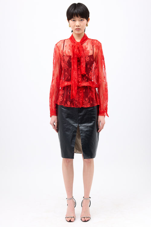 Balenciaga Lace Tie Collar Blouse