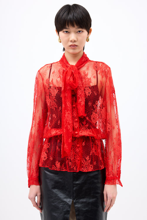 Balenciaga Lace Tie Collar Blouse