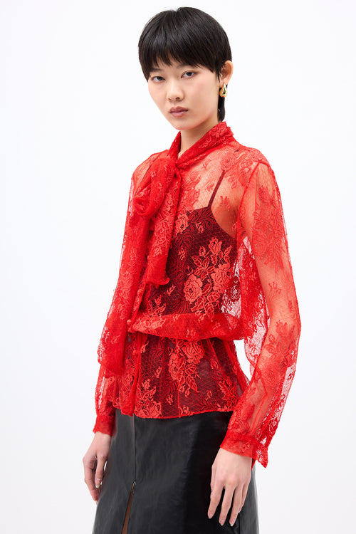 Balenciaga Lace Tie Collar Blouse