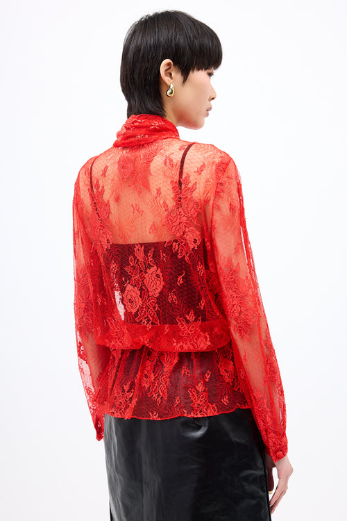 Balenciaga Lace Tie Collar Blouse