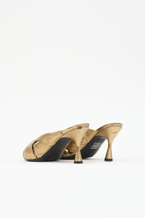 Balenciaga Leather Peep Toe Sandal