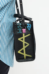 Balenciaga Leather Bazar Graffiti Shopping Tote Bag