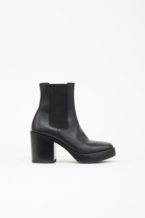 Balenciaga Leather Block Heel Ankle Boot