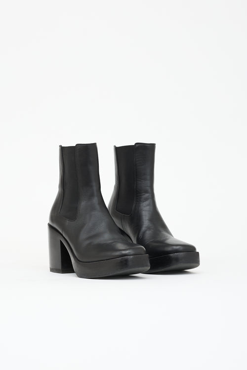 Balenciaga Leather Block Heel Ankle Boot