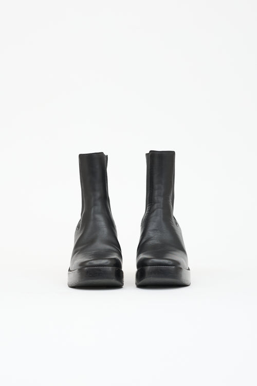Balenciaga Leather Block Heel Ankle Boot