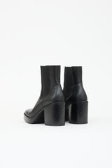 Balenciaga Leather Block Heel Ankle Boot