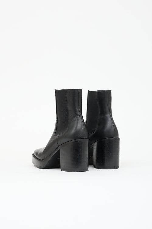 Balenciaga Leather Block Heel Ankle Boot