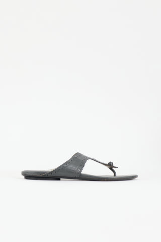 Balenciaga Leather Brogue T-Strap Sandal