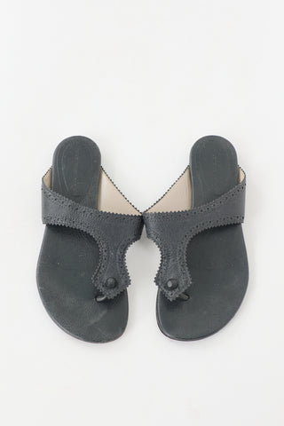 Balenciaga Leather Brogue T-Strap Sandal